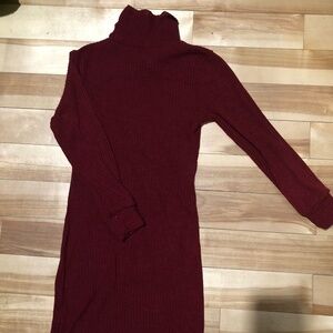 Women's turtleneck long sleeve slim fitted ribbed sweater dress size S